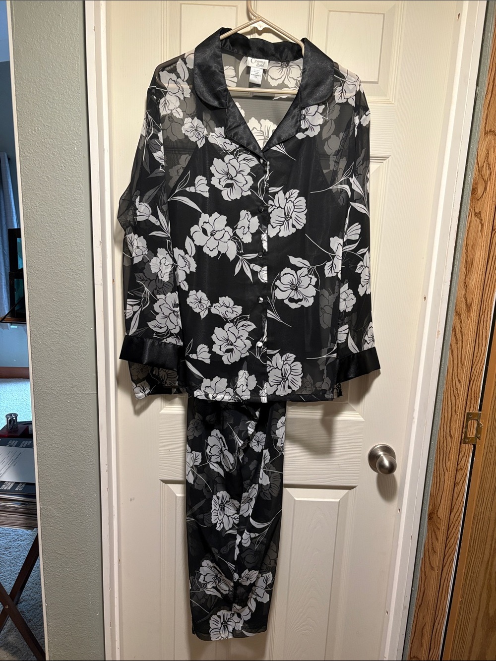 Pajama Set (Floral) - Likely Straight Leg or Wide Leg